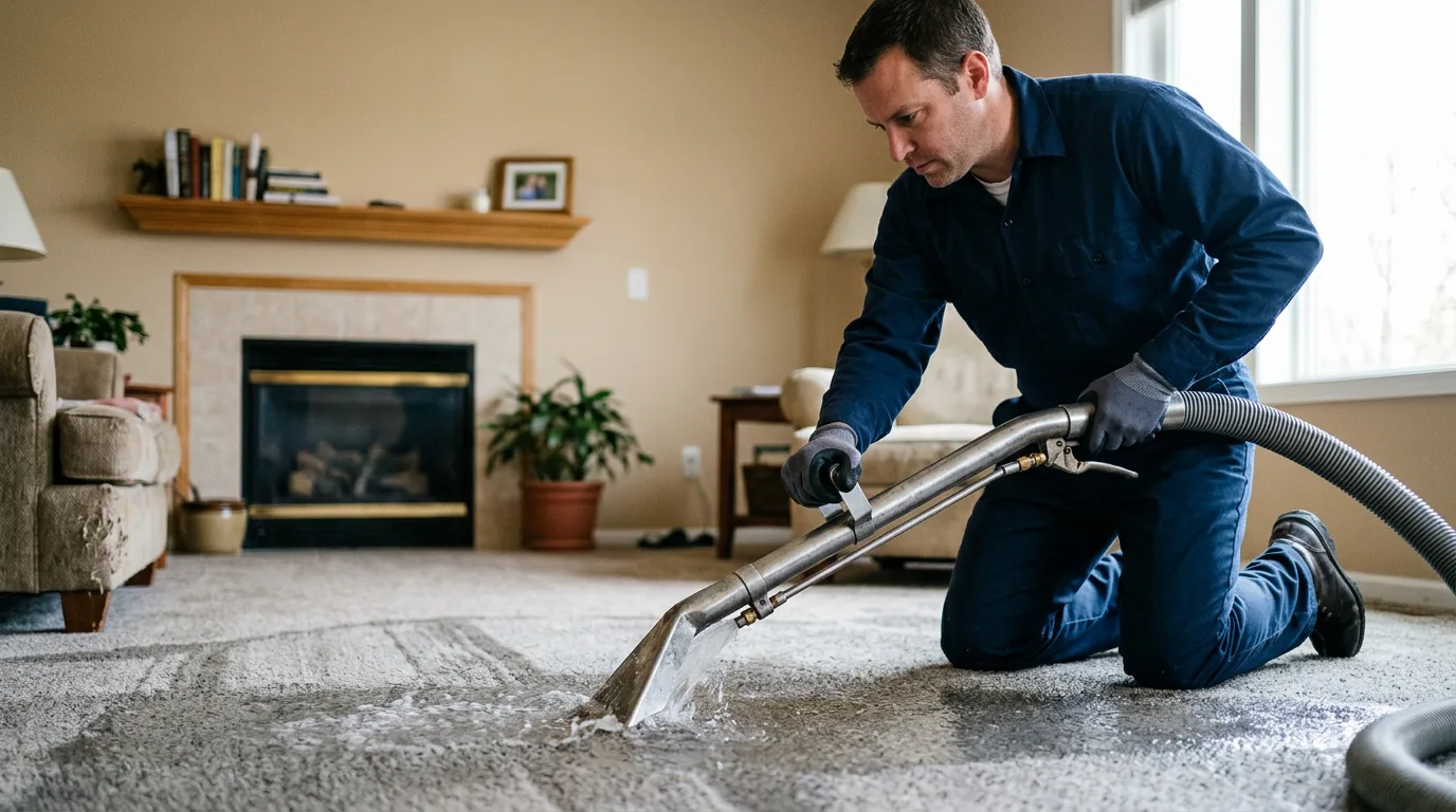 Water damage restoration technician working near Burlington, KY